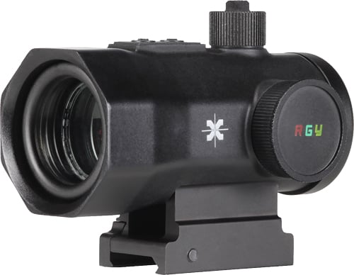 AXEON RGY RED/GREEN/YELLOW DOT SIGHTAXEON RGY DOT SIGHT 1x30mm - RED / GREEN / YELLOW - 7 brightness settings - 100hours run time - 800 G shockproof / IPX4 waterproof - Fits Picatinny and Weaver rails - Powered by [1] CR2032 lithium batteryrails - Powered by [1] CR2032 lithium battery