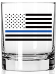 2 MONKEY WHISKEY GLASS THING BLUE FLAG (POLICE FLAG)