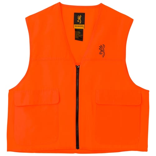 Browning 3051000105 Blaze Orange Safety Vest Zip Front Back License | 023614324935