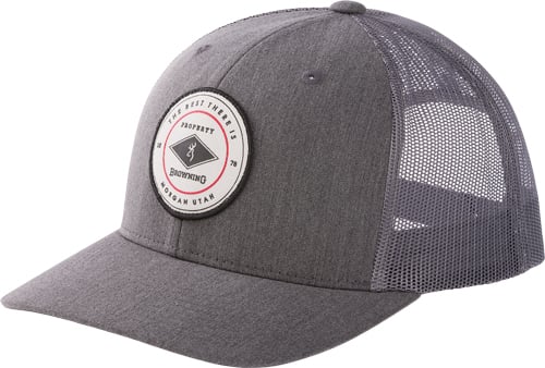 BROWNING CAP MOGUL GRAY CIRCLE PATCH SNAPBACK ADJ!