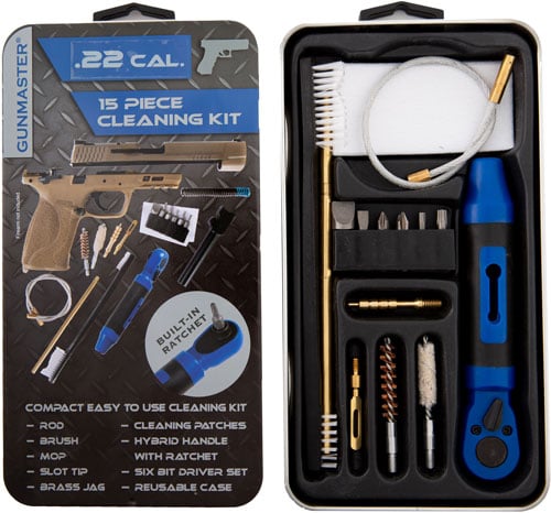 GunMaster 38266 Slim Line 15 Piece .22 Cleaning Kit with Rachet Handle