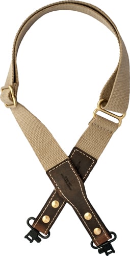 VERSACARRY COTTON WEB SLING W/ LEATHER ENDS & SWIVELS KHAK