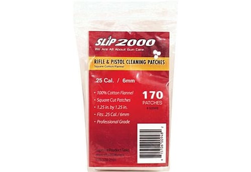 SLIP 2000 CLEANING PATCHES 1.25 Inch SQUARE 25CAL/6MM 170BAG | .243.256mm | 815706009482