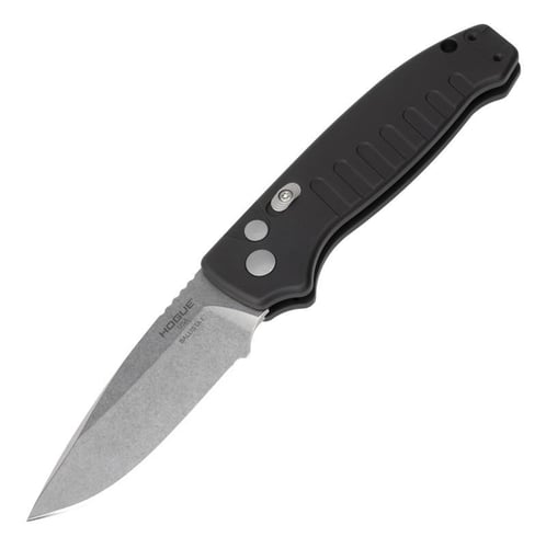 HOGUE BALLISTA-I BUTTON AUTO DROP POINT BLADE TMBLD BLK 3.5