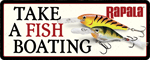 OPEN ROAD BRANDS DIE CUT EMB TIN SIGN TAKE A FISH BOATING