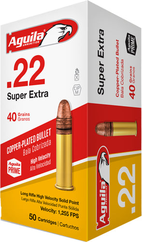 Aguila Ammunition .22 LR HV Rifle Ammo - 40 Grain | Copper Plated Solid Point | 2000rd Case