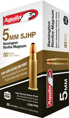 Aguila 1B222405 Target & Range Rimfire 5mm Rem Rimfire Mag 30 gr Semi Jacketed Hollow Point 50 Per Box/ 20 Case