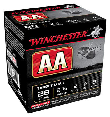 WINCHESTER AA 28GA 3/4OZ #9 1200FPS 250RD CASE LOT