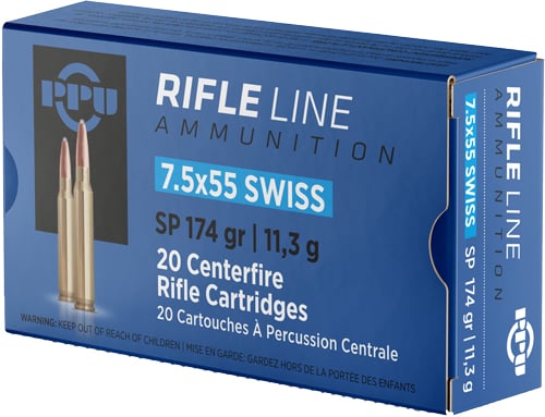 PPU PP7SS Metric Rifle  7.5x55mm Swiss 174 gr Soft Point 20 Per Box/ 10 Case