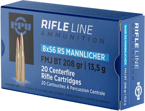 PPU 8X56R MANNLICHER 208GR FMJ 20RD 10BX/CS