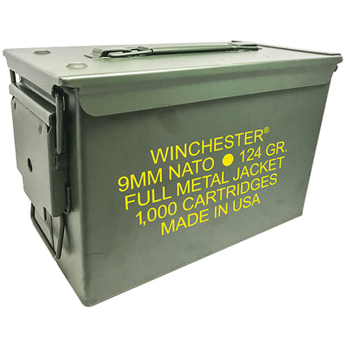 Winchester Q4318AC Pistol Ammo 9MM FMJ, 124 Gr, 1140 fps, 1000 Rnd