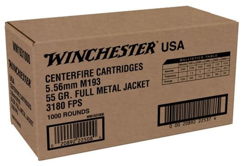 WINCHESTER USA 5.56X45 55GR FMJ 1000RD CASE LOT