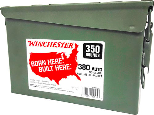 Winchester Ammo WW380C USA Ammo Can 380 ACP 95 gr Full Metal Jacket 350 Per Box/ 2 Case