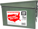 WINCHESTER 9MM LUGER CASE LOT AMMO CAN 2/500RD 115GR FMJ RN