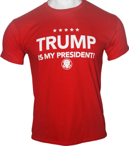 GI MEN'S T-SHIRT TRUMP IS MY PRESIDENT LARGE RED!