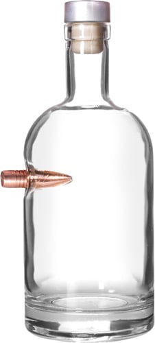 2 MONKEY BULLET DECANTER WITH A .50 CAL BULLET BLOWN IN