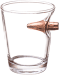 2 MONKEY SHOT GLASS WITH A .308 BULLET