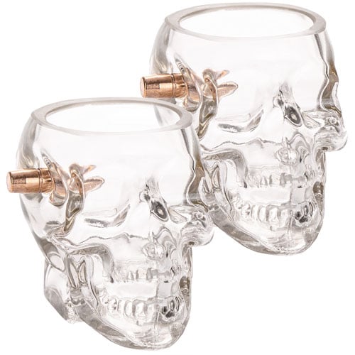 2 MONKEY SKULL WHISKEY GLASS WITH A .308 BULLET 2-PACK!