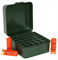 MULTI GAUGE BOX 12/16/20GA 25RD - F GRN25 Round Shotshell Box 12, 16, or 20 Ga. Shells - Forest Green Removable gauge adapter grip