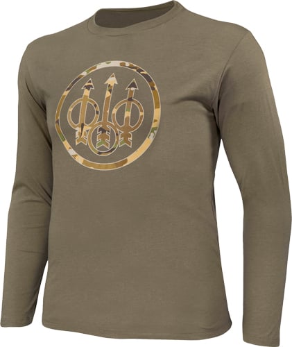 BERETTA T-SHIRT LS HERITAGE LARGE ARMY GREEN W/CAMO LOGO<